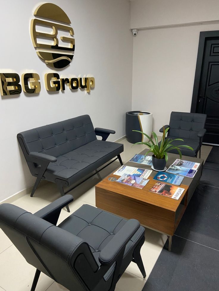 Office waiting area with sofas